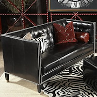 Traditional Den Loveseat with Tufted Tuxedo Back