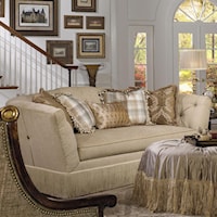 Traditional Sofa with Tufted Seat Back and Decorative Fringe Skirt