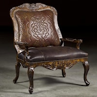 Traditional Styled Accent Chair with Exposed Wood Frame and Elegant Carved Details