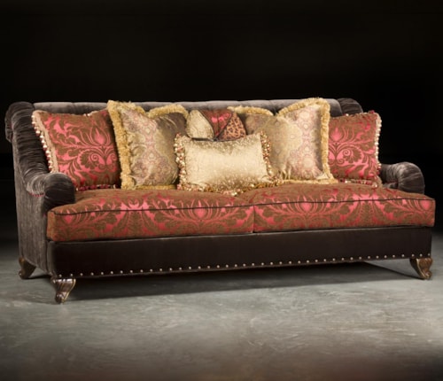 Traditional Sofa with Sophisticated Elegance and Ruched Tapered Arms