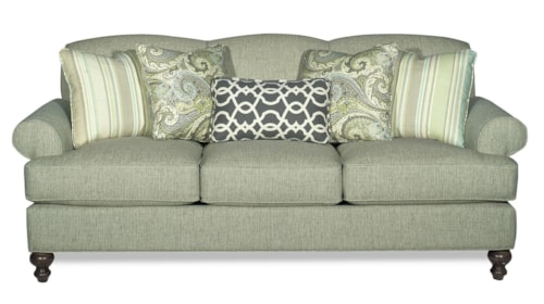 Traditional Sofa with Rolled Arms and Turned Legs