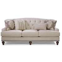 Traditional Tufted Back Sofa with Ribbon Base Detail