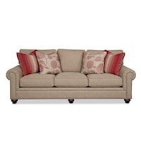 Traditional Sofa with Roll Pleated Arms