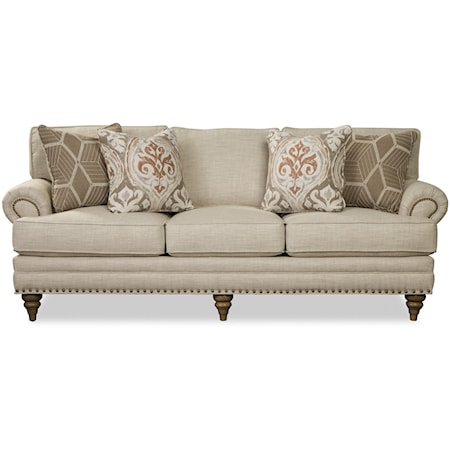 Traditional Sofa with Turned Feet and Nailhead Trim