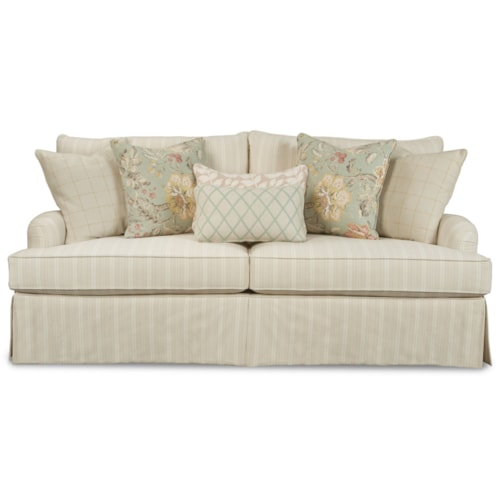 Traditional 98 Inch Sofa with Waterfall Skirt
