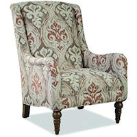Traditional Accent Chair with Wing Back and Turned Legs