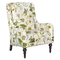 Traditional Accent Chair with Wing Back and Turned Legs