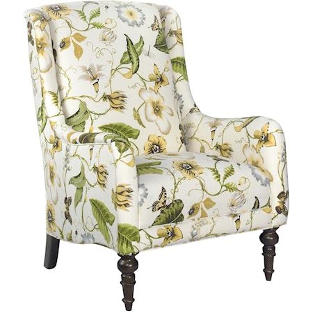 Traditional Accent Chair with Wing Back and Turned Legs