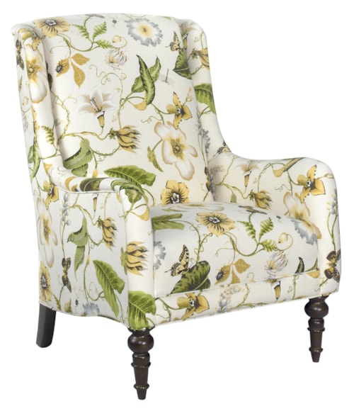 Traditional Accent Chair with Wing Back and Turned Legs