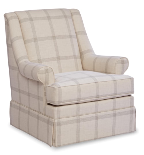 Traditional Skirted Glider Chair with Modified Wing Back and Rolled Arms
