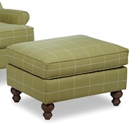 Traditional Ottoman with Turned Wood Legs