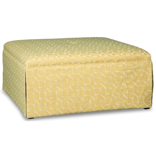 Square Cocktail Ottoman with Skirt and Tufted Seat