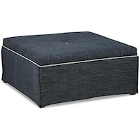 Square Cocktail Ottoman with Skirt and Tufted Seat