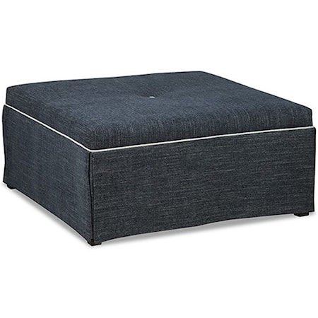 Square Cocktail Ottoman with Skirt and Tufted Seat