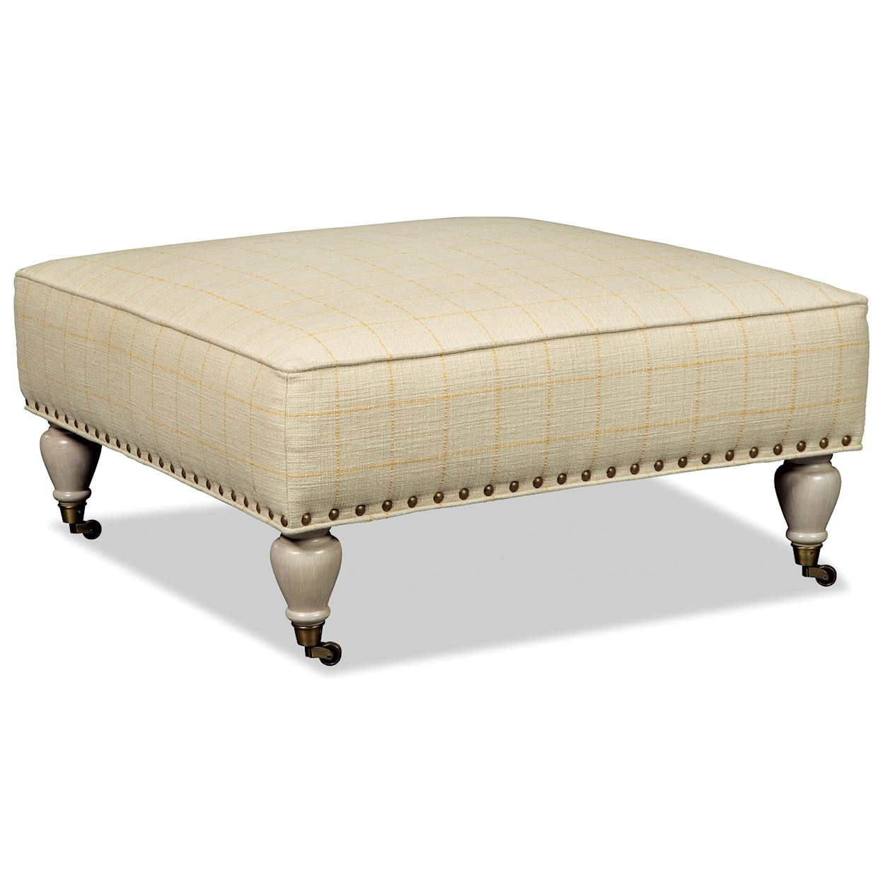 Paula Deen by Craftmaster Upholstered Chairs Ottoman with Light Brass Nails