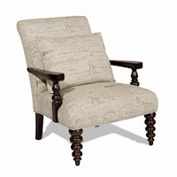 Upholstered Exposed Wood Chair with Spool Turned Legs