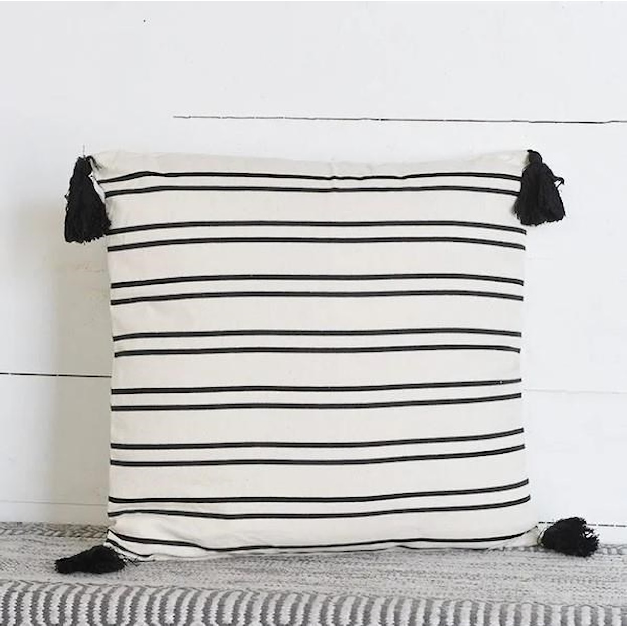 PD Home & Garden Accent Pillows 18" Black/White Stripe Pillow