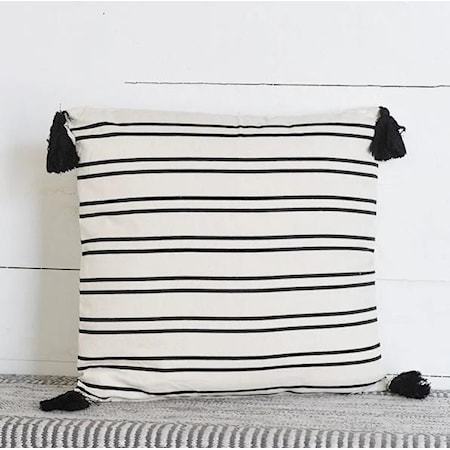 18" Black/White Stripe Pillow