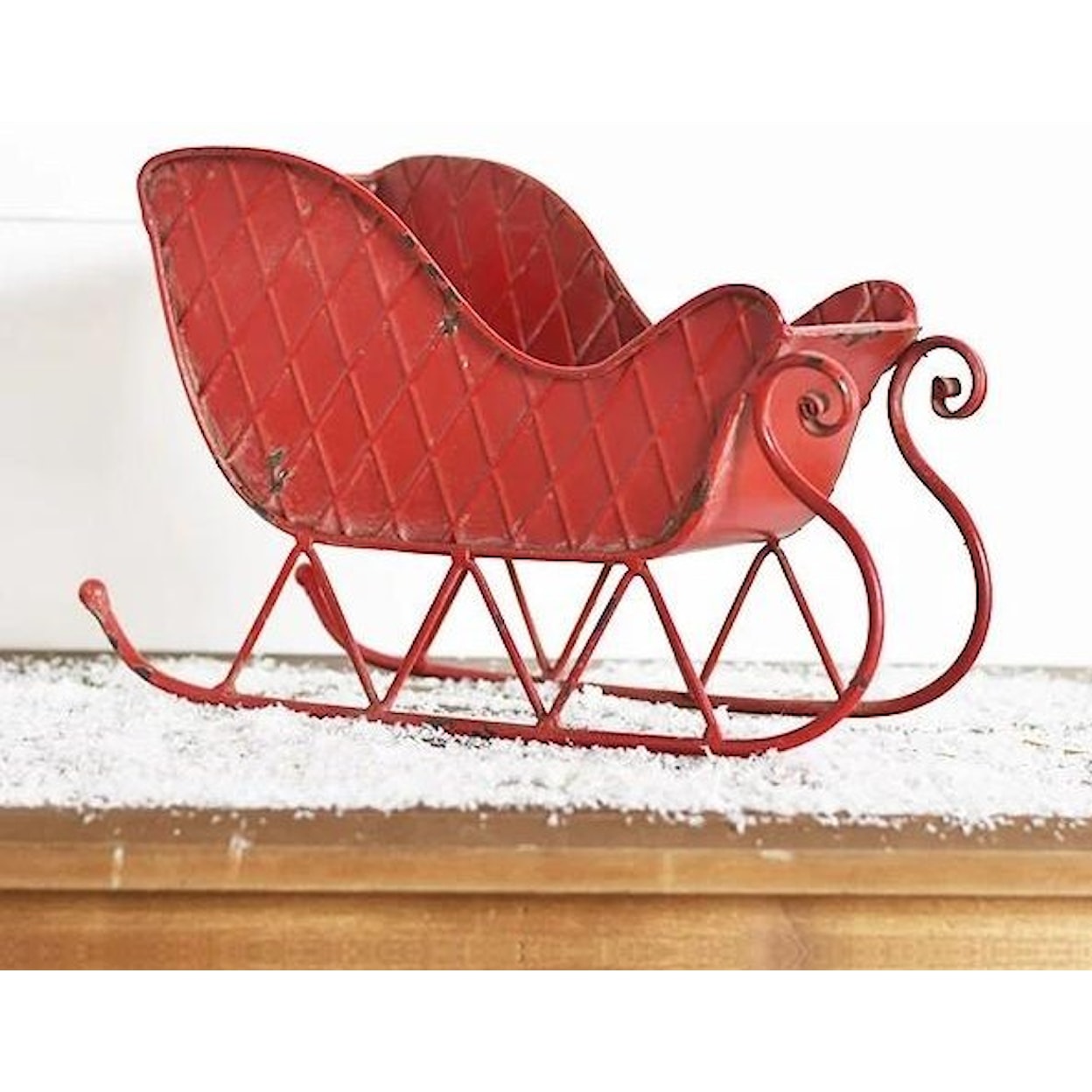 PD Home & Garden Seasonal Decor Red Tin Sleigh