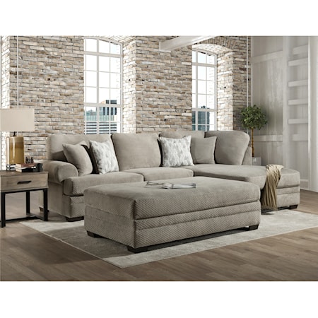 Three Seat Sectional with Rounded Arms