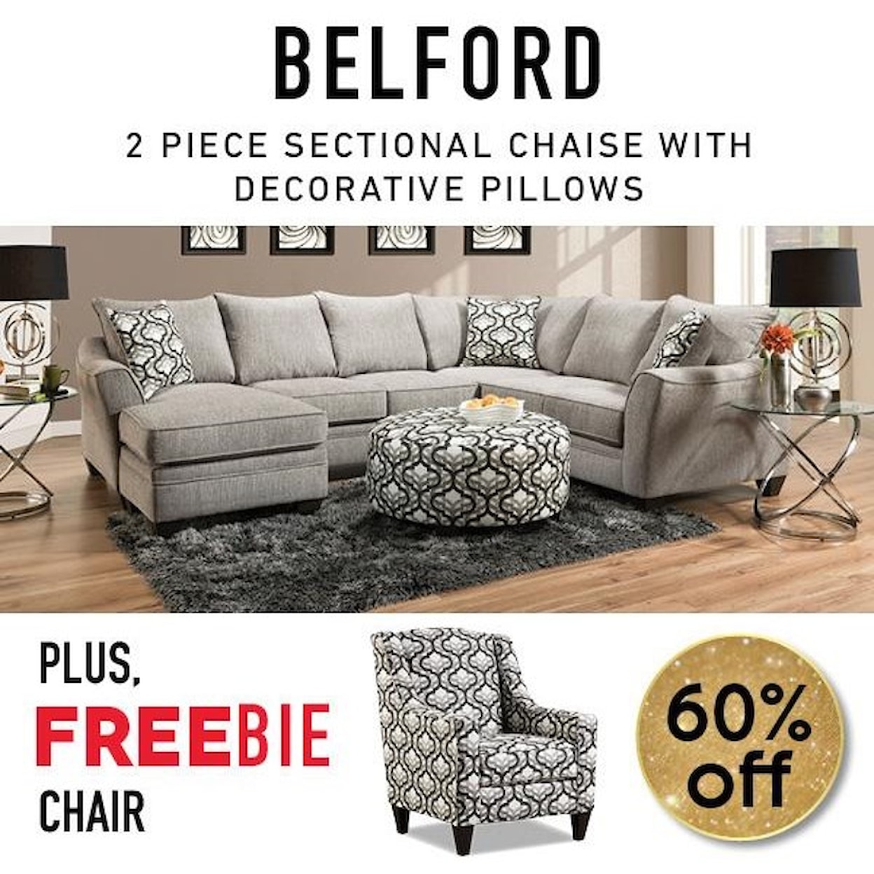 Peak Living Belford Belford Sectional with FREEBIE!