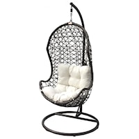 Panama Jack Hanging Chair w/metal stand & off-white cushion