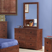 Cinnamon 45" 6-Drawer Dresser & Mirror Set