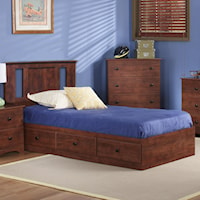 Twin Cinnamon Panel Mates Bed with Storage