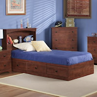 Twin Cinnamon Bookcase Mates Bed with Storage