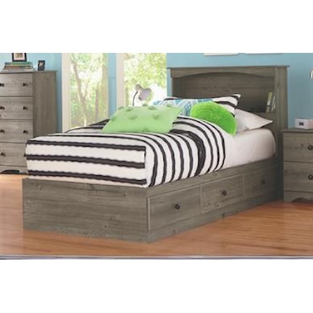Full Mates Storage Bed with Paneled Headboar