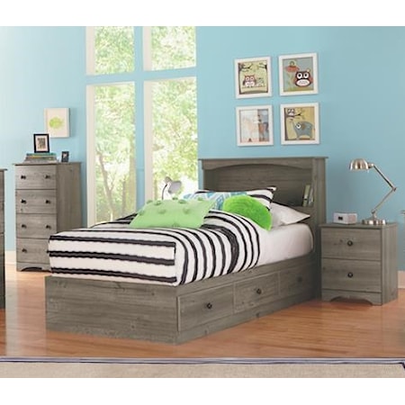 4 Piece Twin Storage and Bookcase Headboard