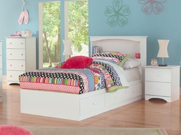 5 Piece Full Storage and Bookcase Headboard 