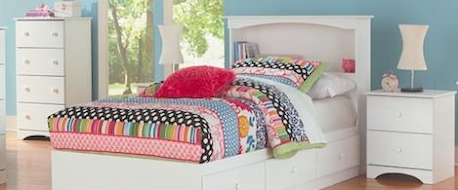 5 Piece Twin Storage and Bookcase Headboard Group