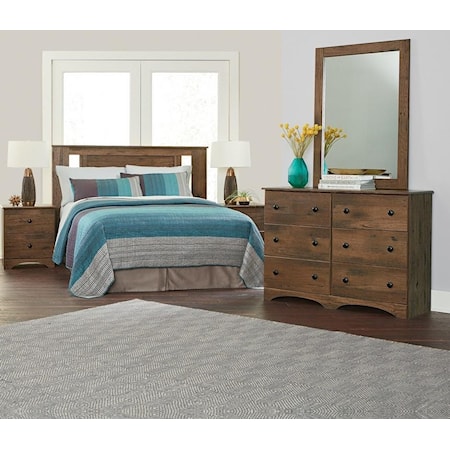 5 Piece Full Panel Bed with Underneath Storage, 45' Dresser, Mirror and Nightstand Set