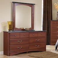 Formal Cherry 6-Drawer Dresser & Faux Marble Mirror