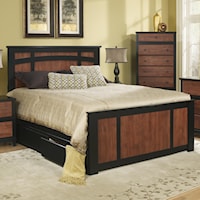Queen Casual Black & Cinnamon Panel Bed with Underbed Storage