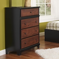 Casual Rustic Cinnamon & Black 4-Drawer Chest