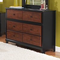Casual Two-Tone 6-Drawer Dresser