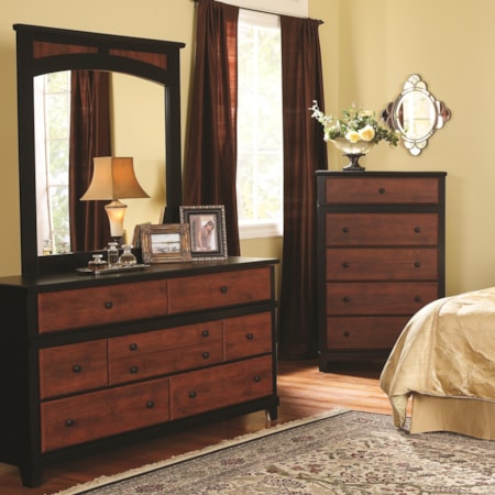 7-Drawer Dresser & Landscape Mirror