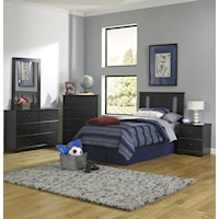 Twin Panel Bed with Storage Base, Dresser, Mirror and Nightstand Package