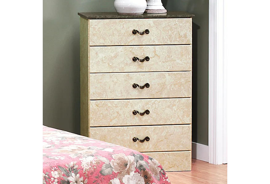 Sicilian Marble 5-Drawer Chest by Perdue at Rune's Furniture