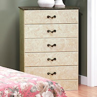 Traditional 5-Drawer Chest with Antique Brass Handles