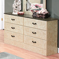 Two-Tone Faux Marble 6-Drawer Dresser