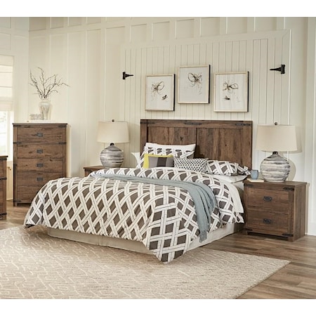 3 Piece Twin Panel Headboard, Nightstand and 32" Chest Set