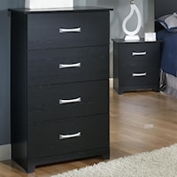 Casual 4-Drawer Chest with Chrome Pull Handles