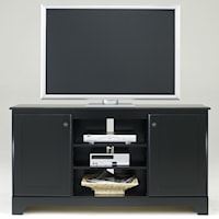 Wood Entertainment Console with Middle Open Compartments