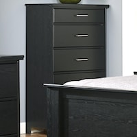 Casual 5-Drawer Chest with a Black Woodgrain Finish