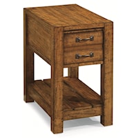 Distressed Chairside Table with Drawer and Shelf