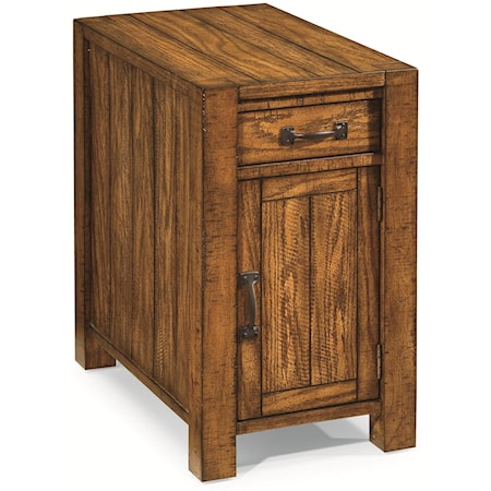Distressed Chairside Cabinet with Door and Drawer