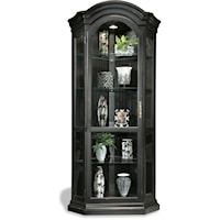 Panorama Corner Display Cabinet with Shaped Bonnet Top